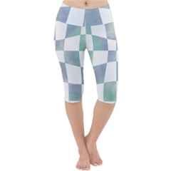 Checkerboard T- Shirt Psychedelic Watercolor Check Aqua T- Shirt Lightweight Velour Cropped Yoga Leggings by maxcute