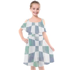 Checkerboard T- Shirt Psychedelic Watercolor Check Aqua T- Shirt Kids  Cut Out Shoulders Chiffon Dress by maxcute