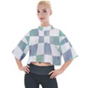 Checkerboard T- Shirt Psychedelic Watercolor Check Aqua T- Shirt Mock Neck Tee View1