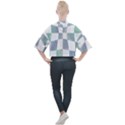 Checkerboard T- Shirt Psychedelic Watercolor Check Aqua T- Shirt Mock Neck Tee View2