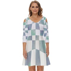 Checkerboard T- Shirt Psychedelic Watercolor Check Aqua T- Shirt Shoulder Cut Out Zip Up Dress by maxcute