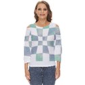 Checkerboard T- Shirt Psychedelic Watercolor Check Aqua T- Shirt Cut Out Wide Sleeve Top View1