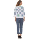 Checkerboard T- Shirt Psychedelic Watercolor Check Aqua T- Shirt Cut Out Wide Sleeve Top View4