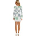 Checkerboard T- Shirt Psychedelic Watercolor Check Aqua T- Shirt Long Sleeve Square Neck Bodycon Velour Dress View4