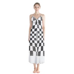 Checkerboard T- Shirt Watercolor Psychedelic Checkerboard T- Shirt Button Up Chiffon Maxi Dress by maxcute