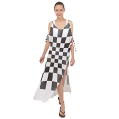 Checkerboard T- Shirt Watercolor Psychedelic Checkerboard T- Shirt Maxi Chiffon Cover Up Dress by maxcute