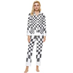 Checkerboard T- Shirt Watercolor Psychedelic Checkerboard T- Shirt Womens  Long Sleeve Velvet Pocket Pajamas Set