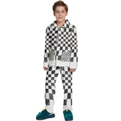 Checkerboard T- Shirt Watercolor Psychedelic Checkerboard T- Shirt Kids  Long Sleeve Velvet Pajamas Set