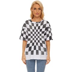 Checkerboard T- Shirt Watercolor Psychedelic Checkerboard T- Shirt Oversized Basic Tee by maxcute