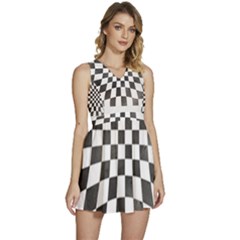 Checkerboard T- Shirt Watercolor Psychedelic Checkerboard T- Shirt Sleeveless High Waist Mini Dress by maxcute