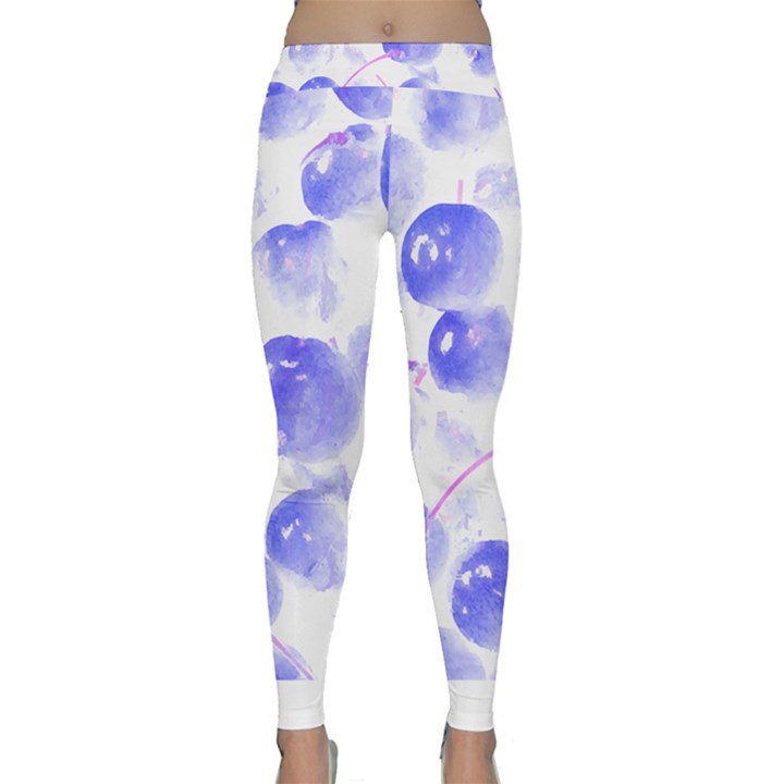 Cherry T- Shirt Blue Purple Cherries Fruit Photograph T- Shirt Classic Yoga Leggings