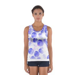 Cherry T- Shirt Blue Purple Cherries Fruit Photograph T- Shirt Sport Tank Top  by maxcute