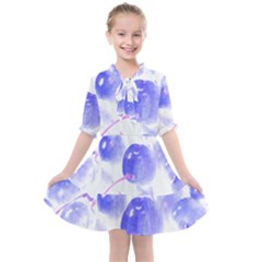 Cherry T- Shirt Blue Purple Cherries Fruit Photograph T- Shirt Kids  All Frills Chiffon Dress by maxcute