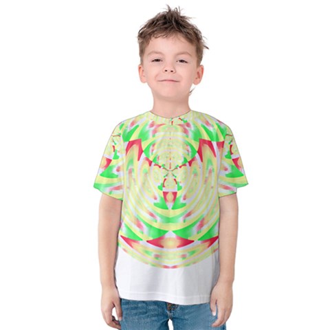 Circle Design T- Shirt Abstract Red Green Yellow Ornamental Circle Design T- Shirt Kids  Cotton Tee by maxcute