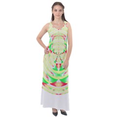 Circle Design T- Shirt Abstract Red Green Yellow Ornamental Circle Design T- Shirt Sleeveless Velour Maxi Dress