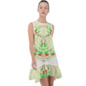 Circle Design T- Shirt Abstract Red Green Yellow Ornamental Circle Design T- Shirt Frill Swing Dress View1