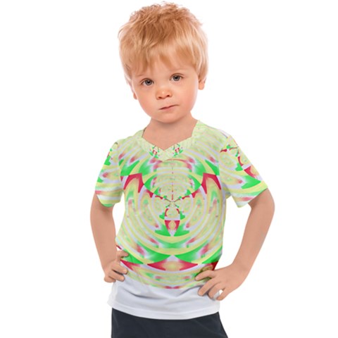 Circle Design T- Shirt Abstract Red Green Yellow Ornamental Circle Design T- Shirt Kids  Sports Tee by maxcute