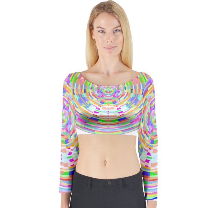 Circle T- Shirt Colourful Abstract Circle Design T- Shirt Long Sleeve Crop Top