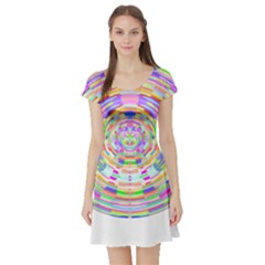 Circle T- Shirt Colourful Abstract Circle Design T- Shirt Short Sleeve Skater Dress by maxcute