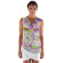 Circle T- Shirt Colourful Abstract Circle Design T- Shirt Wrap Front Bodycon Dress