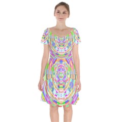 Circle T- Shirt Colourful Abstract Circle Design T- Shirt Short Sleeve Bardot Dress by maxcute