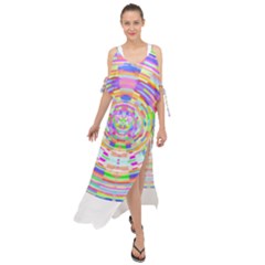 Circle T- Shirt Colourful Abstract Circle Design T- Shirt Maxi Chiffon Cover Up Dress by maxcute