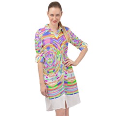 Circle T- Shirt Colourful Abstract Circle Design T- Shirt Long Sleeve Mini Shirt Dress by maxcute