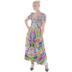 Circle T- Shirt Colourful Abstract Circle Design T- Shirt Button Up Short Sleeve Maxi Dress by maxcute