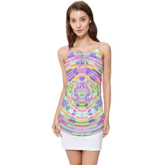 Circle T- Shirt Colourful Abstract Circle Design T- Shirt Summer Tie Front Dress by maxcute