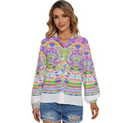 Circle T- Shirt Colourful Abstract Circle Design T- Shirt Women s Long Sleeve Button Down Shirt