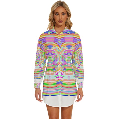 Circle T- Shirt Colourful Abstract Circle Design T- Shirt Womens Long Sleeve Shirt Dress by maxcute