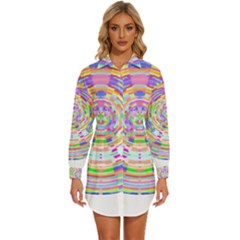 Circle T- Shirt Colourful Abstract Circle Design T- Shirt Womens Long Sleeve Shirt Dress