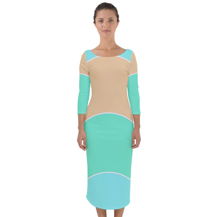 Circle T- Shirt Geo Metric Hues T- Shirt Quarter Sleeve Midi Bodycon Dress