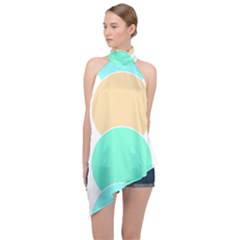 Circle T- Shirt Geo Metric Hues T- Shirt Halter Asymmetric Satin Top