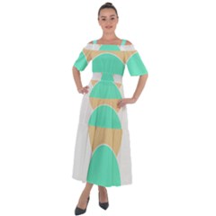 Circle T- Shirt Geo Metric Hues T- Shirt Shoulder Straps Boho Maxi Dress 