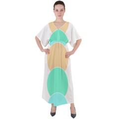 Circle T- Shirt Geo Metric Hues T- Shirt V-Neck Boho Style Maxi Dress