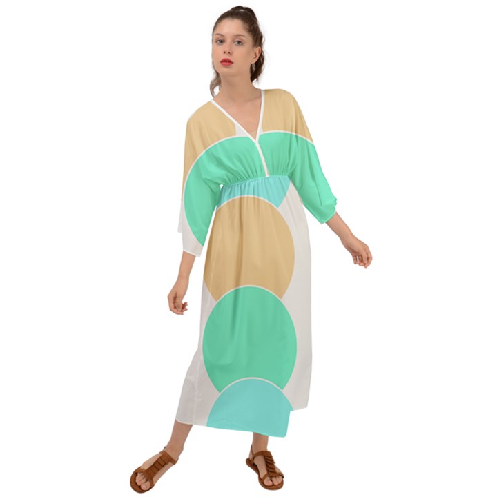 Circle T- Shirt Geo Metric Hues T- Shirt Grecian Style  Maxi Dress