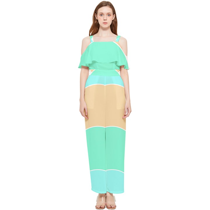 Circle T- Shirt Geo Metric Hues T- Shirt Draped Sleeveless Chiffon Jumpsuit