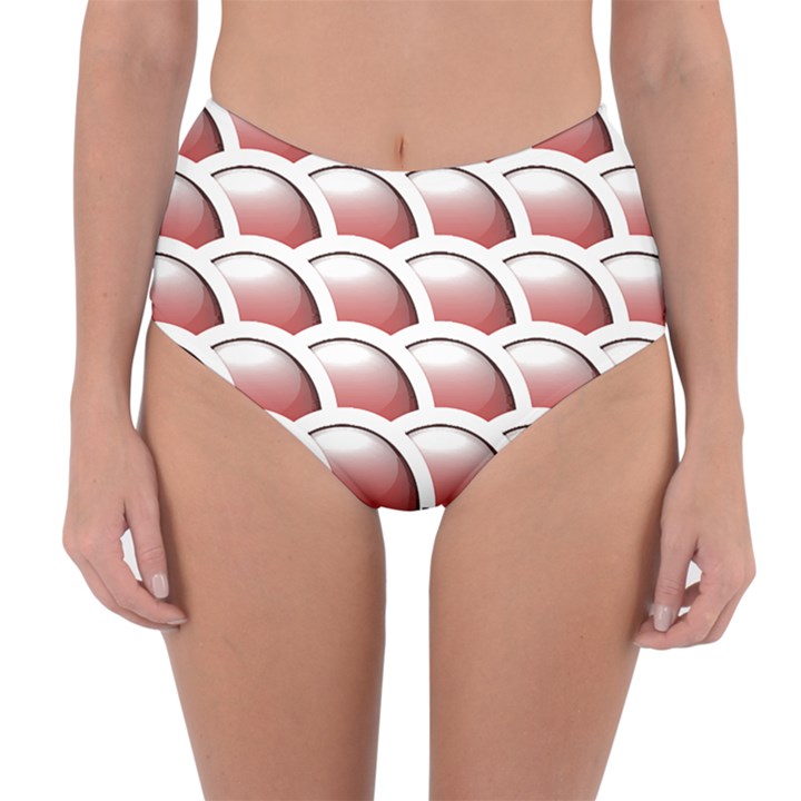 Circles Pattern T- Shirt Red Circles Pattern T- Shirt Reversible High-Waist Bikini Bottoms