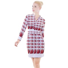 Circles Pattern T- Shirt Red Circles Pattern T- Shirt Button Long Sleeve Dress by maxcute