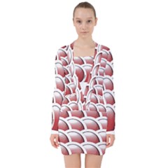 Circles Pattern T- Shirt Red Circles Pattern T- Shirt V-neck Bodycon Long Sleeve Dress by maxcute