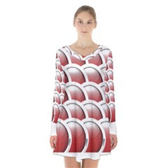 Circles Pattern T- Shirt Red Circles Pattern T- Shirt Long Sleeve Velvet V-neck Dress by maxcute