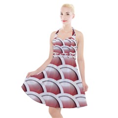 Circles Pattern T- Shirt Red Circles Pattern T- Shirt Halter Party Swing Dress  by maxcute