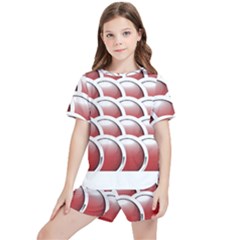 Circles Pattern T- Shirt Red Circles Pattern T- Shirt Kids  Tee And Sports Shorts Set by maxcute