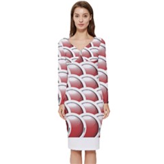 Circles Pattern T- Shirt Red Circles Pattern T- Shirt Long Sleeve V-neck Bodycon Dress  by maxcute