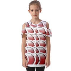 Circles Pattern T- Shirt Red Circles Pattern T- Shirt Fold Over Open Sleeve Top