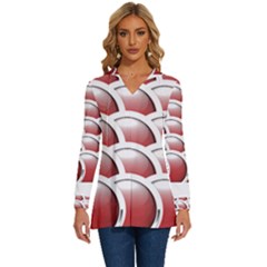 Circles Pattern T- Shirt Red Circles Pattern T- Shirt Long Sleeve Drawstring Hooded Top