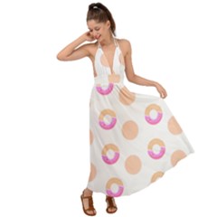 Coffee Donut Patterns T- Shirt Coffee & Donut Patterns T- Shirt Backless Maxi Beach Dress by maxcute