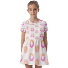 Coffee Donut Patterns T- Shirt Coffee & Donut Patterns T- Shirt Kids  Short Sleeve Pinafore Style Dress