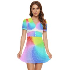 Color Wheel T- Shirt Color Wheel T- Shirt V-neck High Waist Chiffon Mini Dress by maxcute